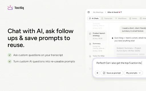 Tactiq: AI Meeting Note Taker para sa Google Meet, Zoom, MS Teams - Screenshot 5