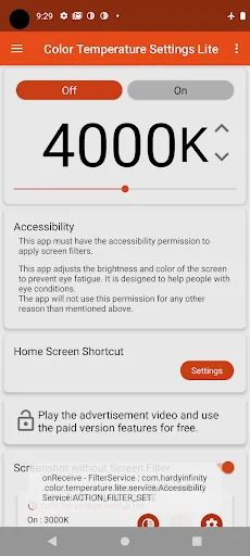 I-download ang Color Temperature setting Lite – Proteksyon sa Mata - Screenshot 1