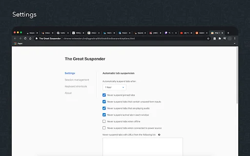 The Great Suspender Reloaded – Tipid RAM at Bilis sa Chrome - Screenshot 3