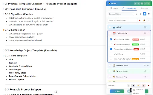 Ophel Atlas: Ayusin ang AI Chats sa ChatGPT, Claude, at Gemini - Screenshot 2