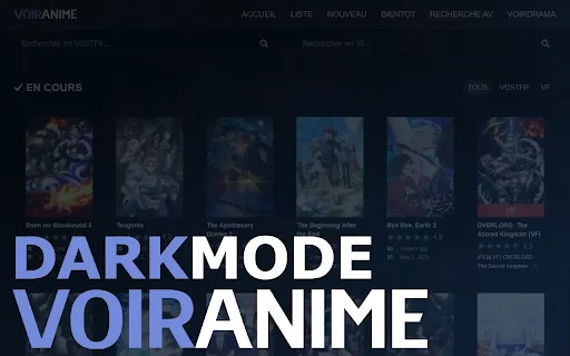 VoirAnime – DarkMod: I-download ang Pinakamahusay na Dark Mode para sa Anime - Screenshot 1