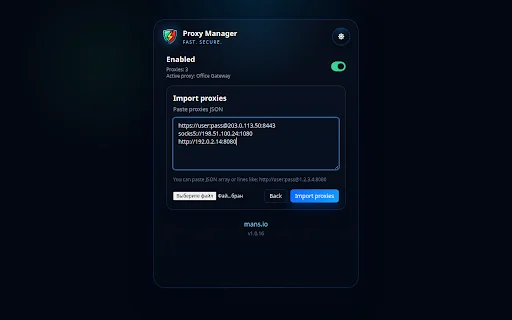 Proxy Manager: Mabilis at Madaling Proxy Switcher para sa Browser - Screenshot 3