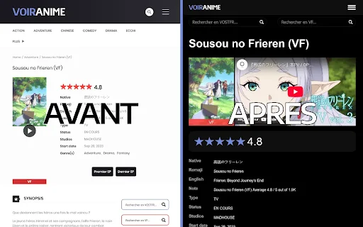 VoirAnime – DarkMod: I-download ang Pinakamahusay na Dark Mode para sa Anime - Screenshot 4