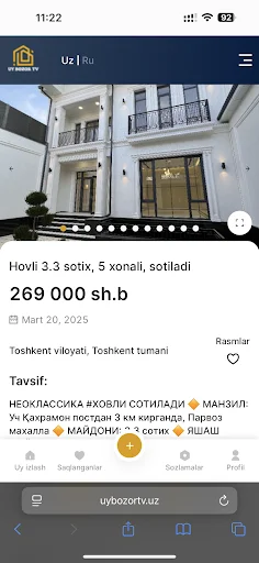 I-download ang UyBozorTV Pinakabago – Real Estate Platform Libre - Screenshot 4