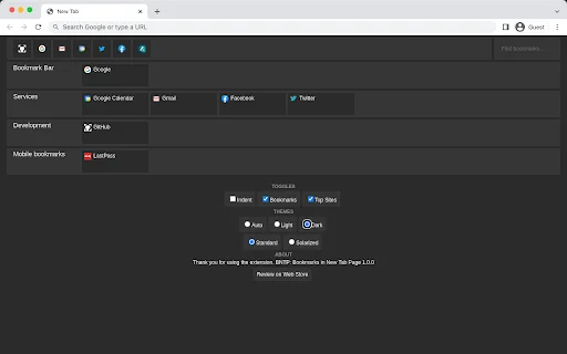 I-download ang BNTP: Bookmarks in New Tab Page – Mabilis at Simple - Screenshot 2