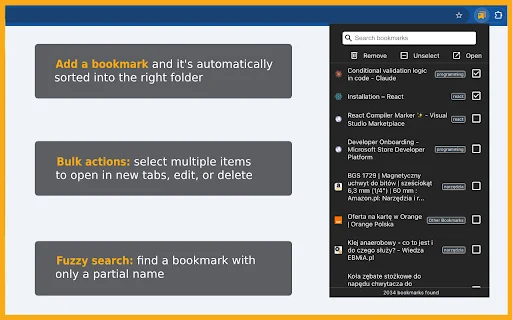 AI Bookmark Manager: Awtomatikong Pag-aayos ng Browser Bookmarks - Screenshot 1