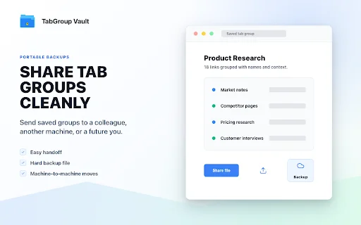 TabGroup Vault: I-backup at I-restore ang Iyong Chrome Tabs - Screenshot 4