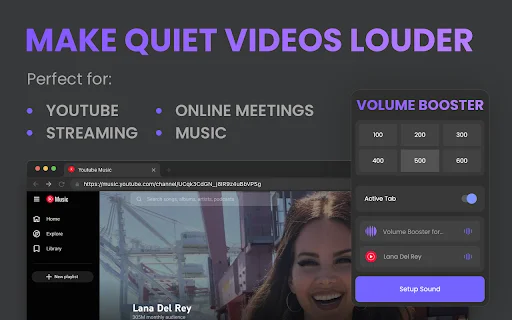 Volume Booster 600% – Palakasin ang Audio sa Chrome nang Libre - Screenshot 2